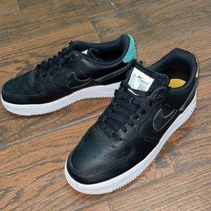 women’s nike air force 1 ‘07 vandalized in black size 8.5